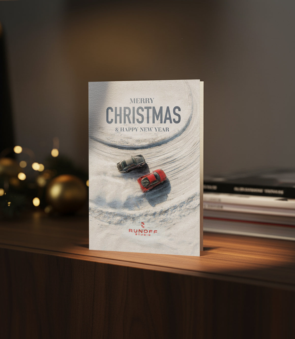 Corporate Christmas card with hand-drawn artwork