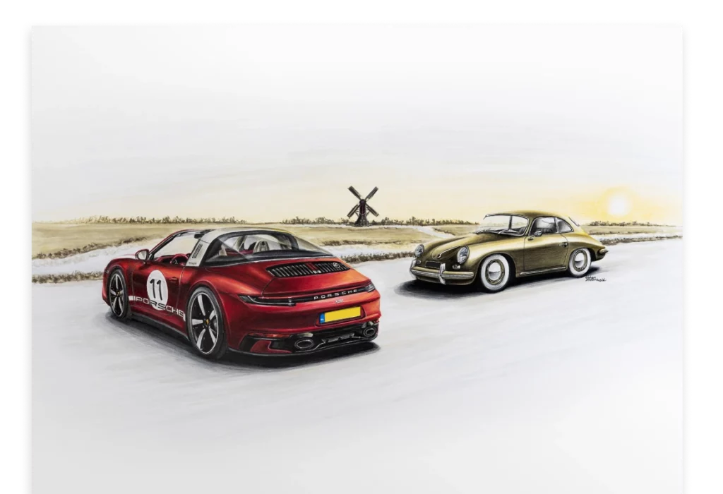 Porsche 356 and 992 artwork